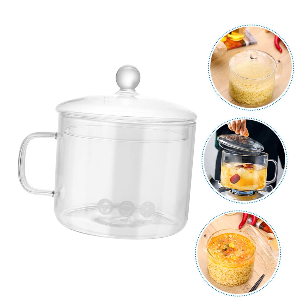 Hitzebeständiger Glas schmortopf mit Deckel Transparenter Kochtopf für Herd und Mikrowelle Großer Glas topf für Suppe Babynahrung und Nudelgerichte Vielseitig Einsetzbar