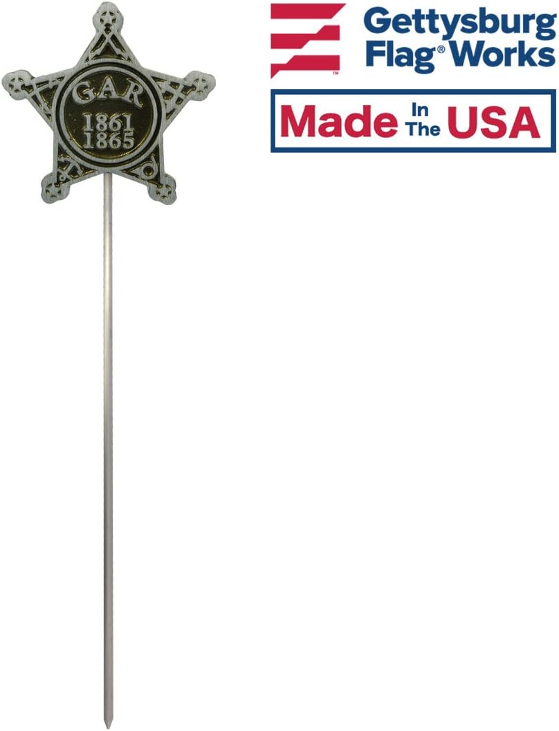 Aluminum Grave Marker G.A.R. (Union Civil War), Cemetery Memorial Flag Holder, Veteran Plaque, Made in USA