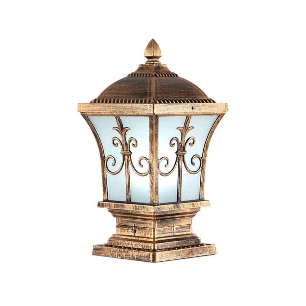 TYLDBNF Outdoor Lamp Post Light Fence Stigma Light Traditional Aluminium Bronze Pillar Lamp Outdoor Waterproof Courtyard Landscape Lighting Fixture E27 Glass Villa Garden Porch Column Light Post Lamp