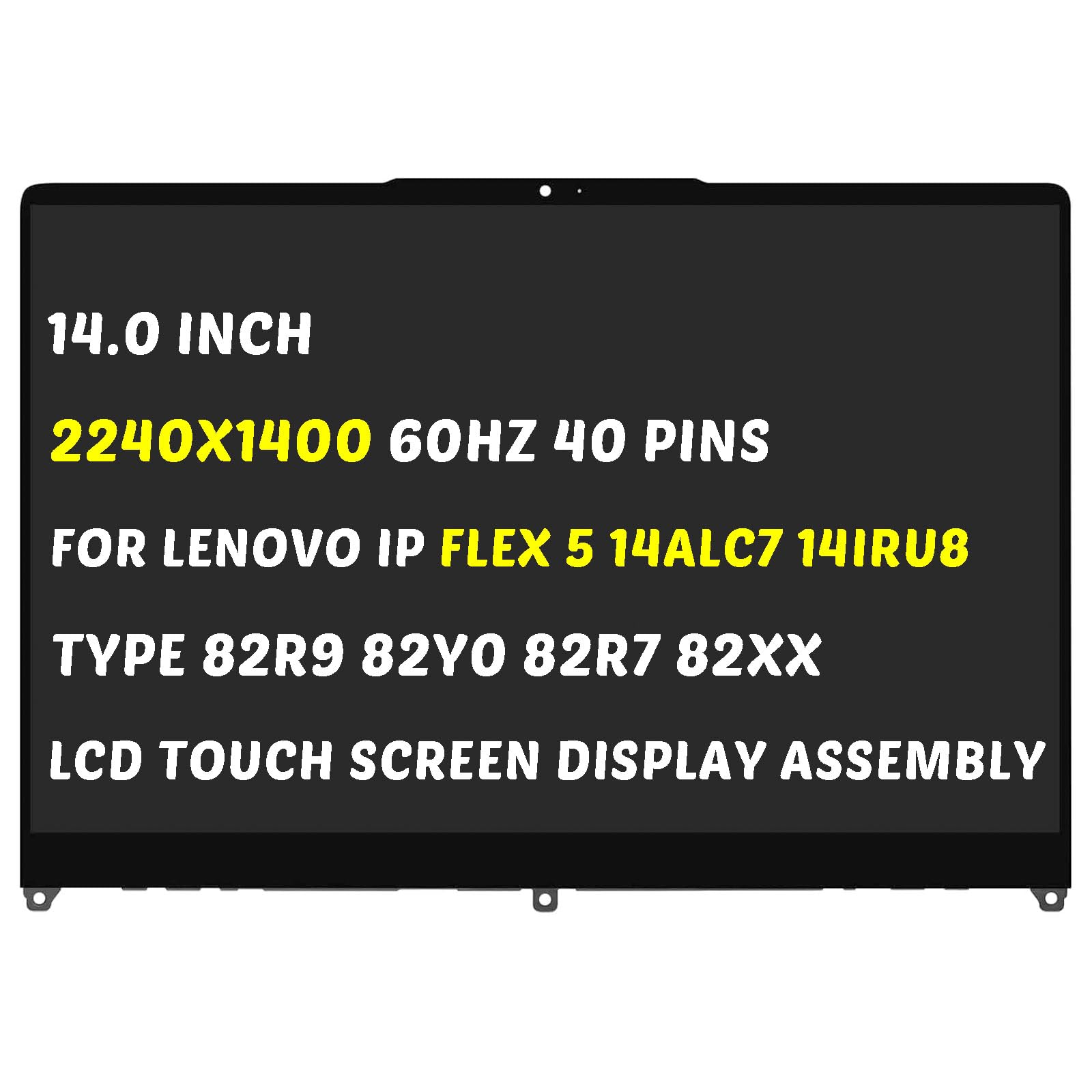 Schermo Touch LED 14" 1920x1200 Per Lenovo IdeaPad Flex 5-14IAU7 Gen 7 – Assemblato, Lucido