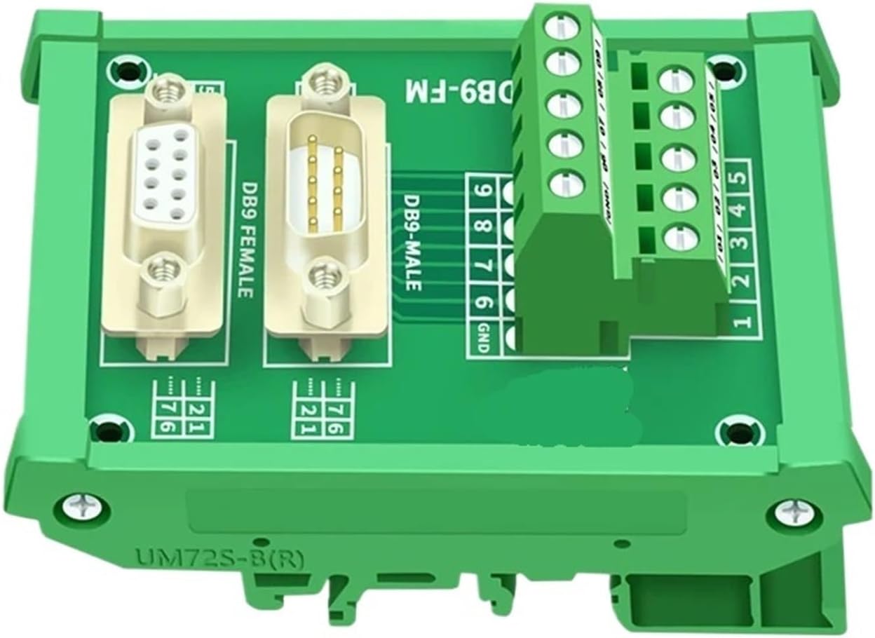 Dual DB9 D-Sub DIN Rail Mount Interface Module RS232 Cable to Male or Female Board Connector Serial Null Modem Cable