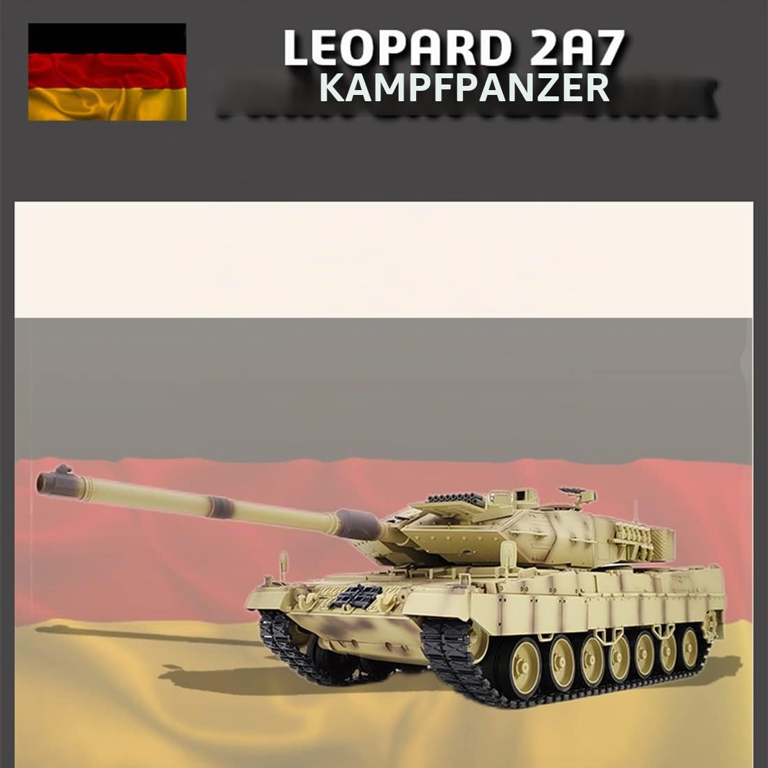 RC Panzer Modell, 1:16 Deutscher Leopard Infrarot 2A7 Kampfpanzer, Militär RC Geländepanzer für Erwachsene (Basisversion)