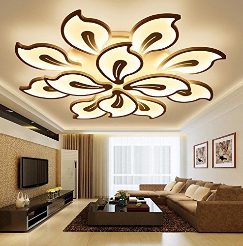 SUO Mosaic Love Personality Living Room LED Ceiling Light Simple and Warm Romantic Bedroom Lamp,Stepless dimmin,15 heads DEN