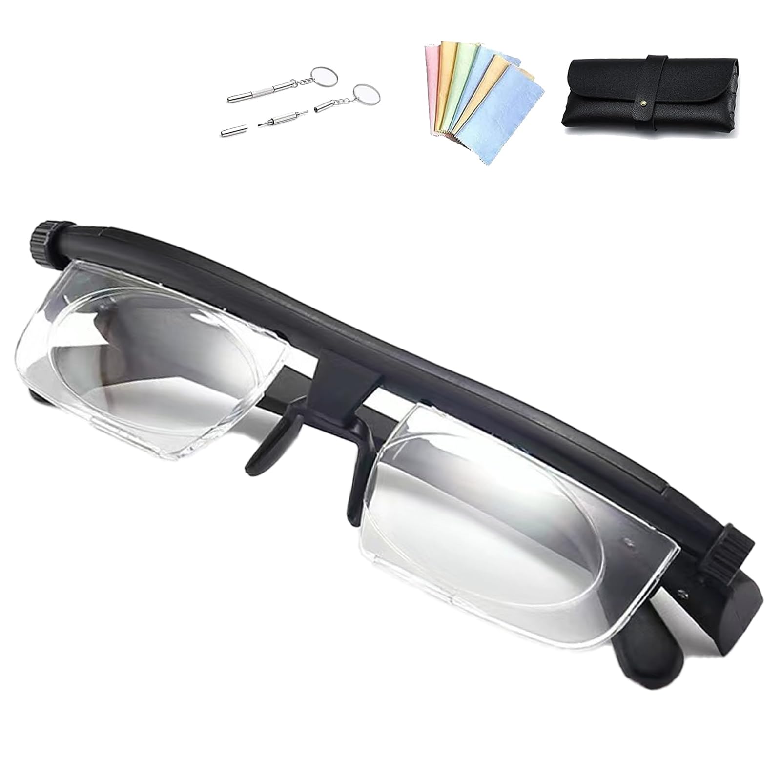 Hocklliy Adjustable Glasses, Adjustable Focus Glasses, Self Adjustable Focus Reading Glasses, Upgrade Focus Adjustable Glasses Near and Far, Adjustable Glasses Dial Vision for Men and Women