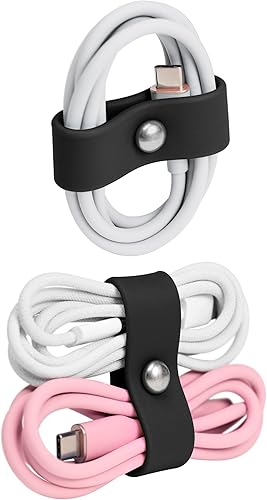 Vista 3 de 10 Pack Cord Organizer, Ring Cord Keeper, Cable Organizer USB holder, Silicone Cable Ties, Reusable Cord Organizer Cable Straps, Earphone winder