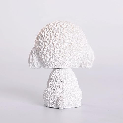Miniatura 3 de IBWell Mini Perro con Cabeza Oscilante para Decoración del Tablero del Automóvil, Juguete de Peluche de Perrito con Pestaña Adhesiva (Caniche)
