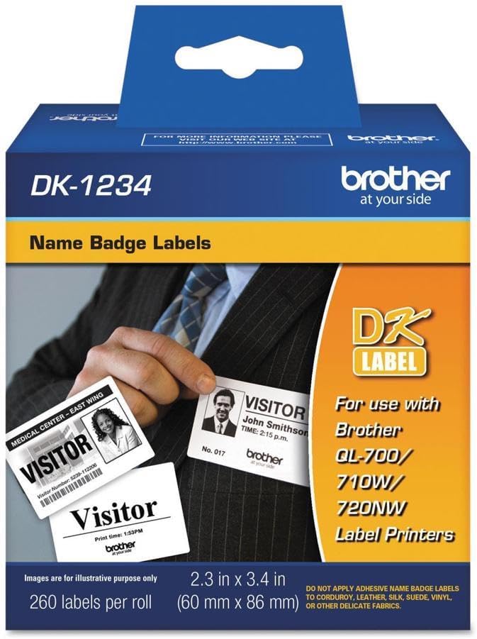 Brother 2.3x3.4" Adhesive Name Badge White Paper Labels
