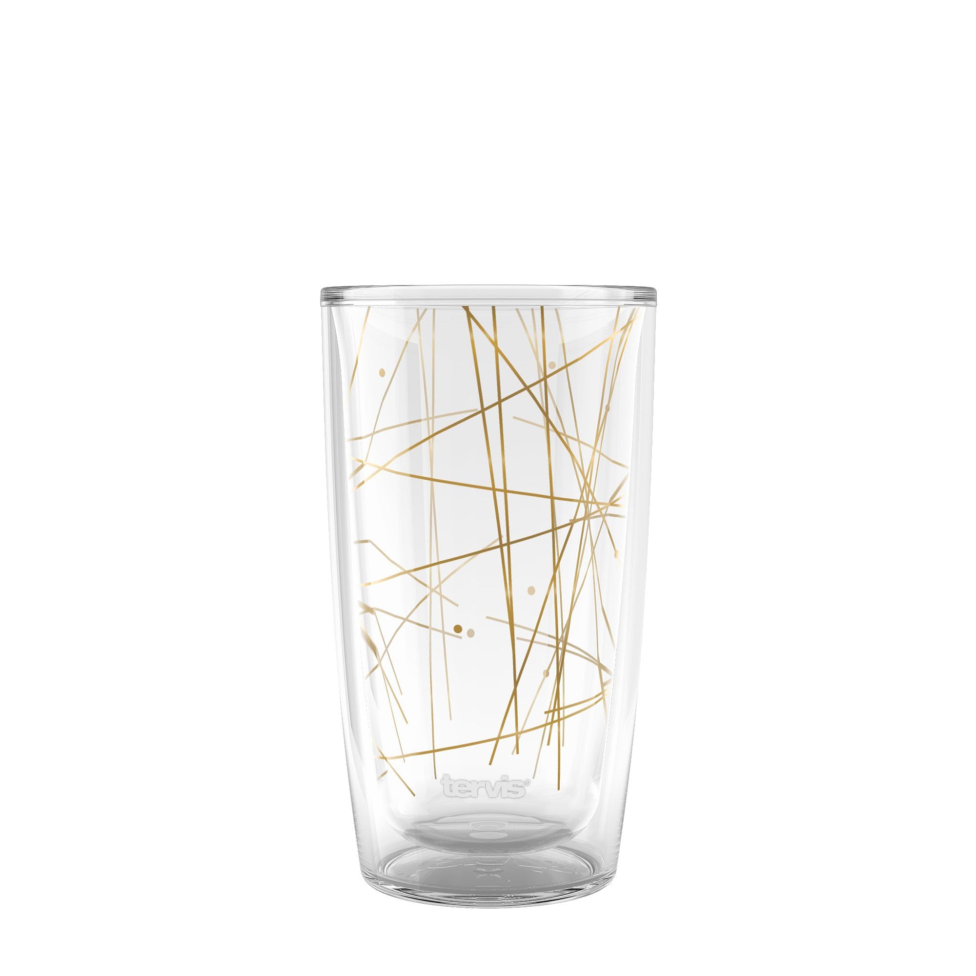 Tervis Midcentury Modern Mid Mod Minimal Collection, hergestellt in den USA, doppelwandig, isoliert, Reisebecher, hält Getränke kalt und heiß, 473 ml, goldene Segmente