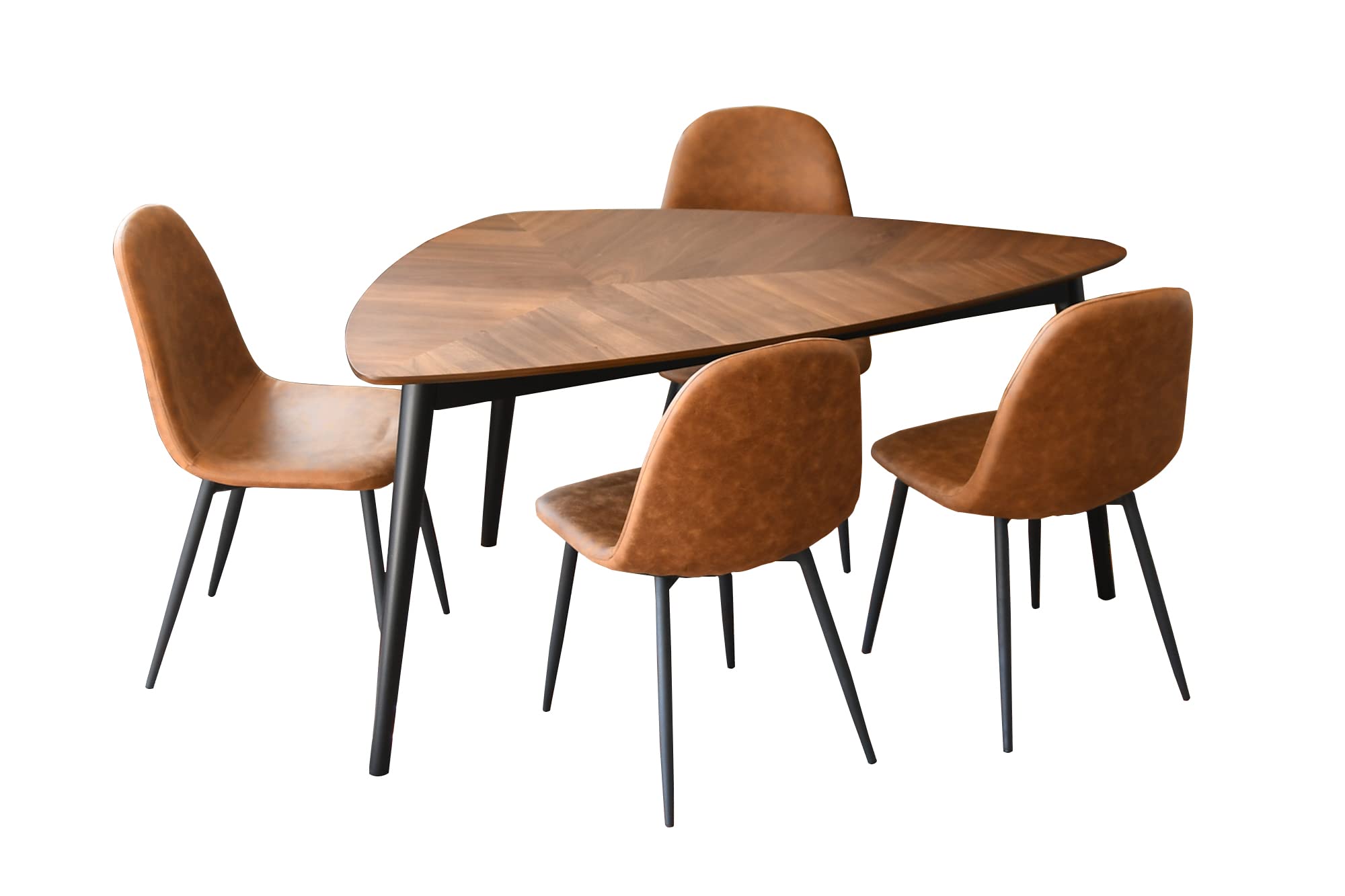 Amazon｜テーブルセット 幅150 リーフテーブル 変形 葉 木の葉 4人掛け