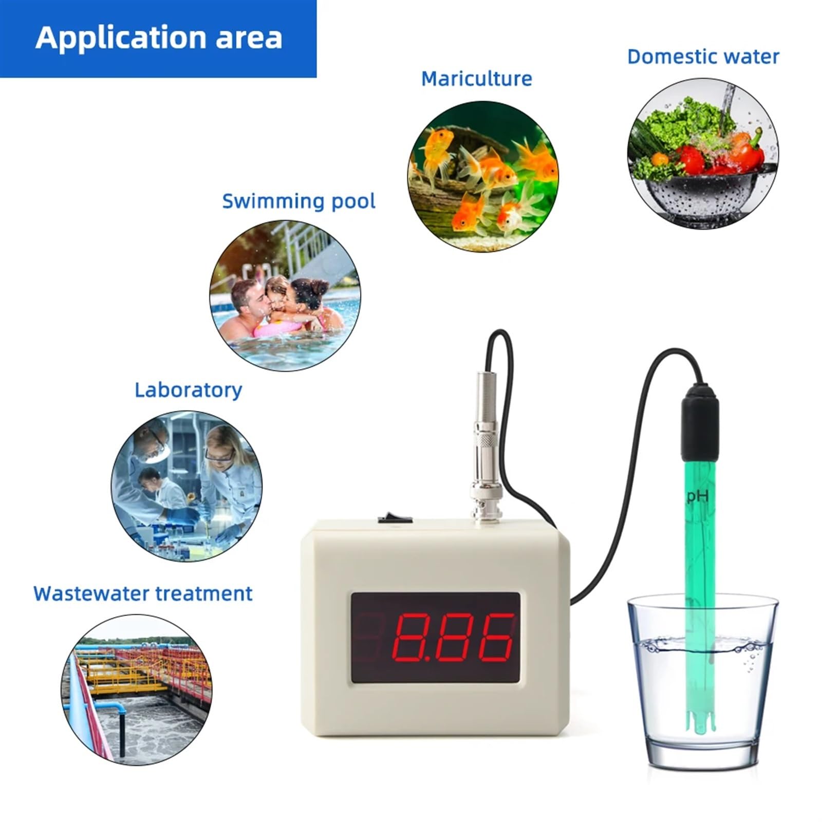 Monitor de agua for plantas, medidor de suelo, medidor digital profesional de pH 0,00-14, medidor de calidad del agua, acidómetro, instrumento de análisis for piscinas, acuarios, jardines y granjas.