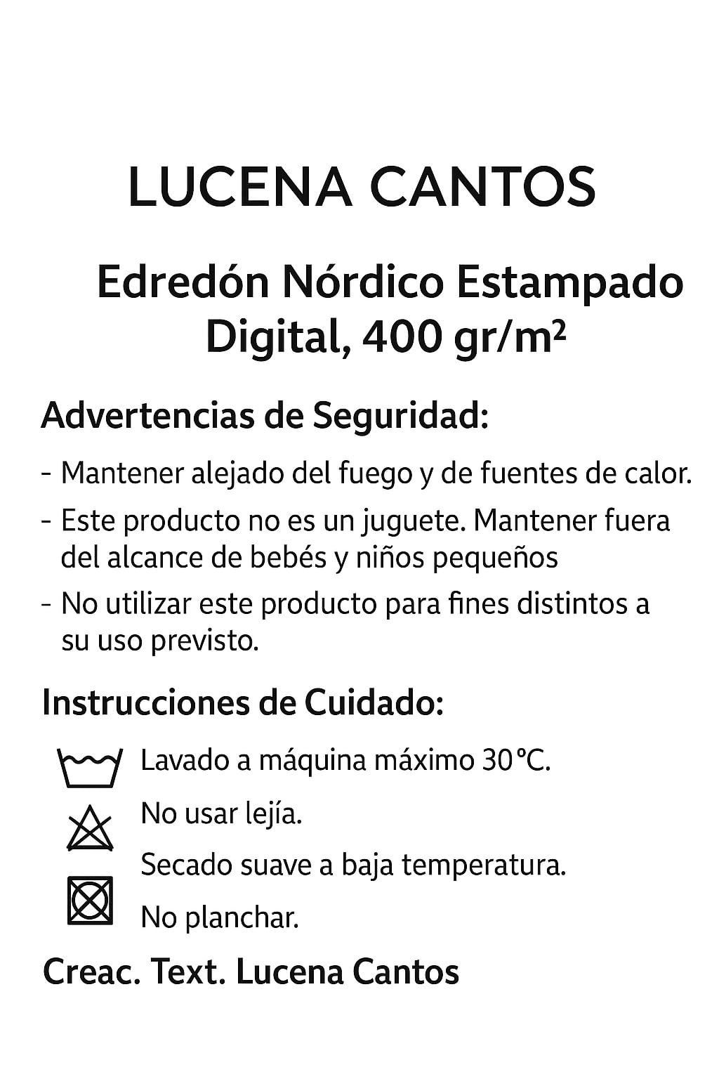 Lucena Cantos - Edredón Nórdico Estampado Digital, 400 gr (Prado Arena, 300 x 270)