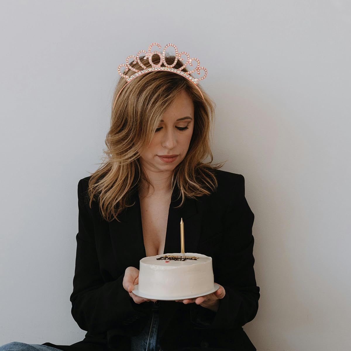 60th Birthday Decoration for Women,Rose Gold Birthday Sash and Rhinestone Headband for Women's 60th Birthday Party Decor