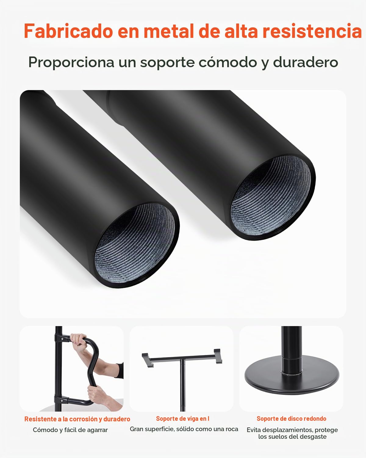 VEVOR Barra de Transferencia de Piso a Techo para Baño con Montaje a Tensión y Mango Curvo Antideslizante, con Capacidad de 136 kg para Personas Mayores, para Techos de 2140-3050 mm, Negro