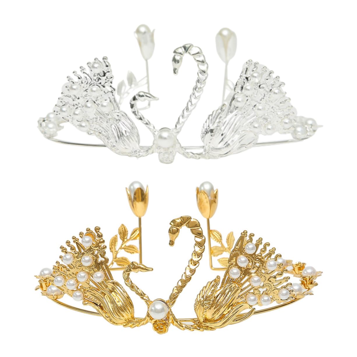Cabilock 6piezas Adorno De Pastel De Fiesta Decoración De Tarta Elegante De Cisne y Perlas Artificiales Accesorios Para Cumpleaños y Plata