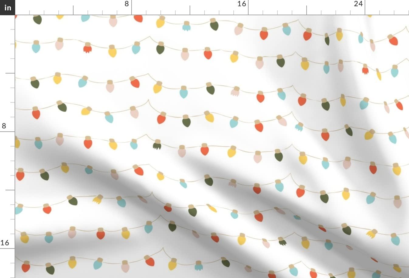 Spoonflower Fabric - Retro Lights Large Vintage Christmas Holiday Colorful Festive Printed on Minky Fabric by The Yard - Sewing Baby Blankets Quilt Backing Plush