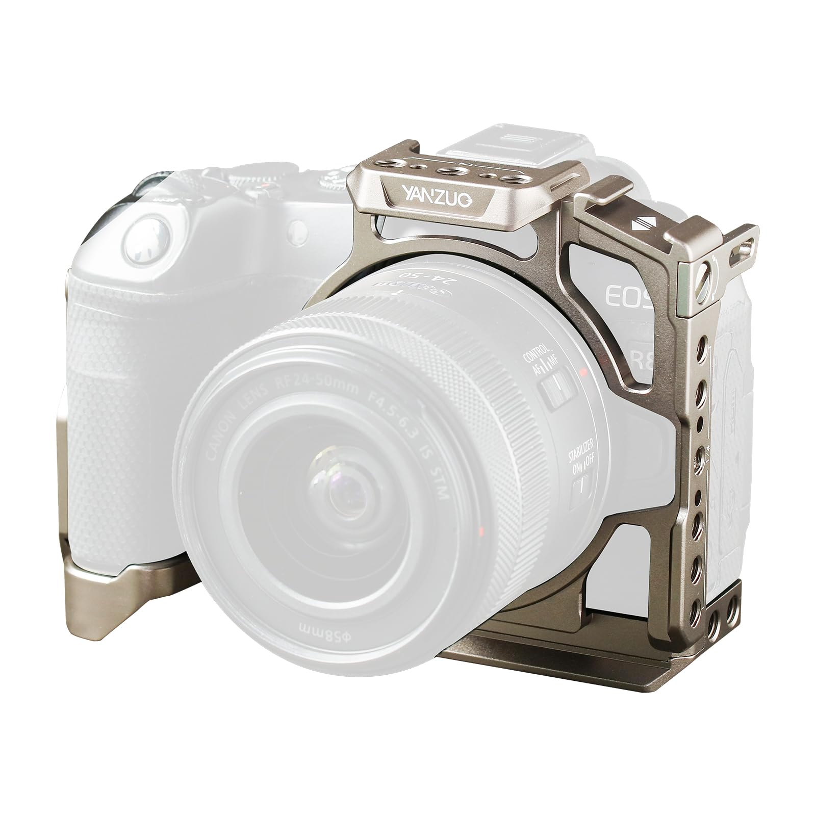 Camera Cage for Canon R8 with Dual Cold Shoe Mount, Lightweight Modular Rig, Arca-Swiss Quick Release for Travel, YouTube, Photography (Titanium)-image-6
