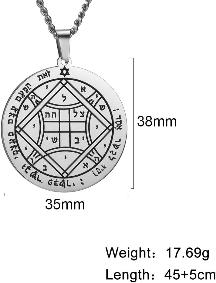VASSAGO Stainless Steel Fourth Pentacle of Venus Pendant Necklace Key of Solomon Seal Round Charm Box Chain Talisman Jewelry for Men (Silver) - Image 6
