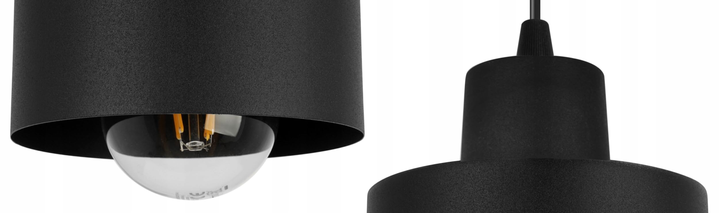 Plafonnier suspendu Panta Light-Home - Lustre de plafond moderne pour chambre salon et cuisine style loft industriel - pour 3 ampoules E27 - Abat-jour en métal - Noir