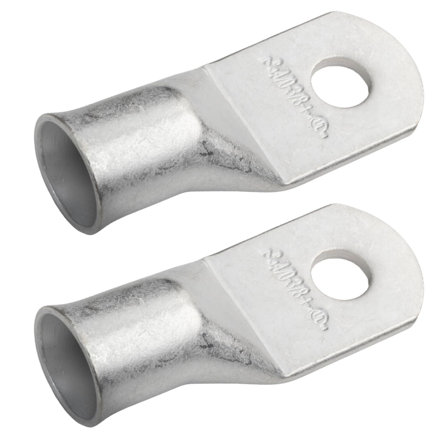 SELTERM 4/0 AWG XL (120 mm²) - 3/8" (M10) ⌀ Hole UL Marine Grade Wire Lugs, Battery Cable Ends, Tinned Copper Eyelets, Tubular Ring Terminal Connectors [B98] - 2 Pack — image 1