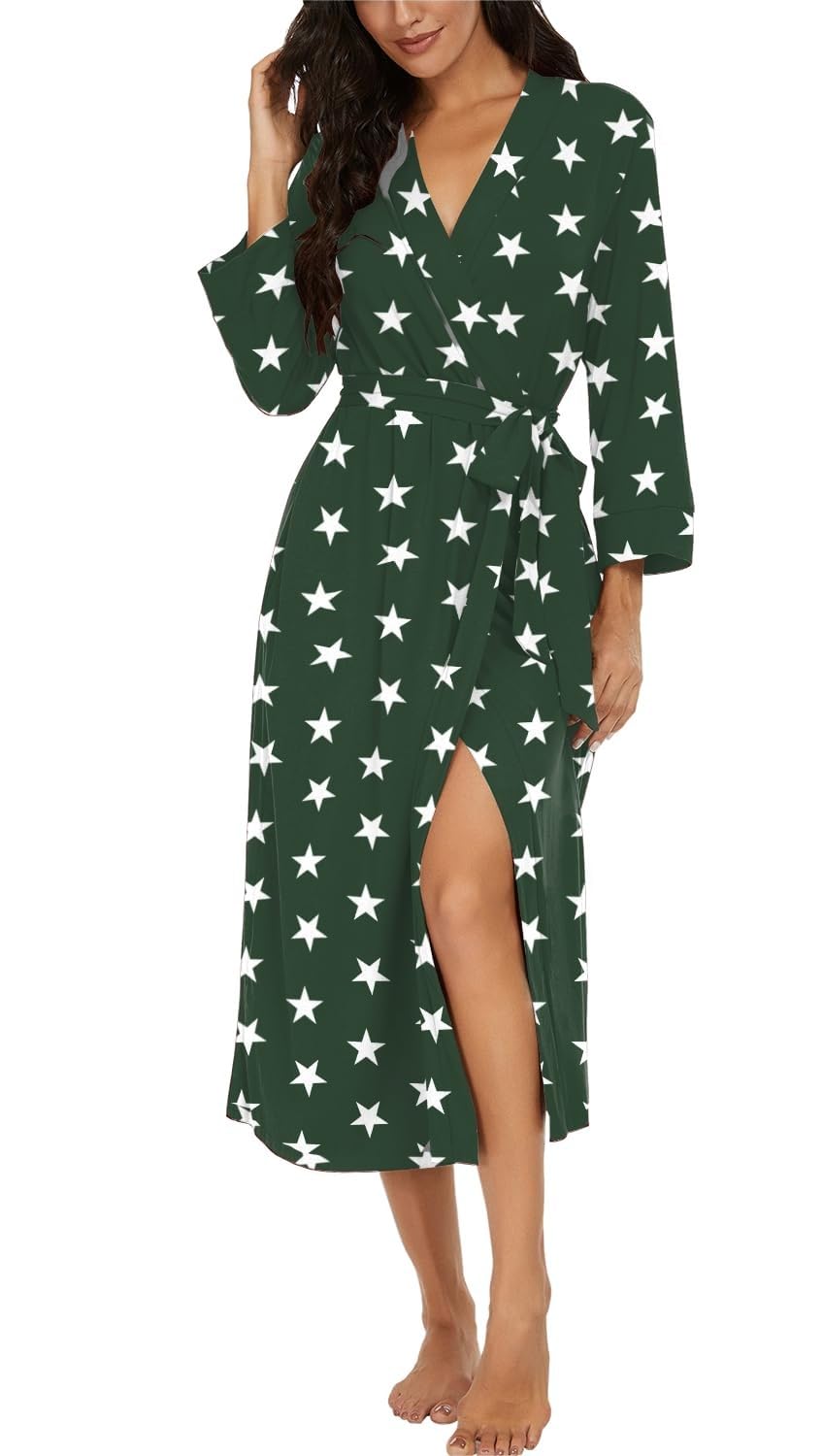 PrinStory Women Long/Short Bathrobe Knit Kimono Robes Soft Womens Dressing Gowns Casual Ladies Loungewear — view 22
