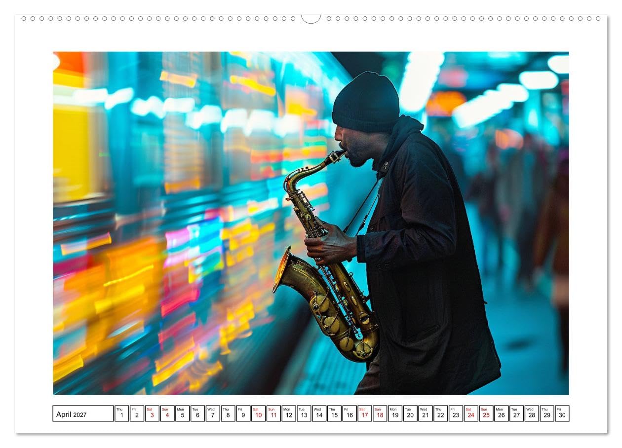 In Jazz Bars at Midnight (High Quality Premium Wall Calendar 2027 DIN A2 landscape),CALVENDO 12 Month Wall Calendar: The city's heartbeat slows in the ... jazz pulses with an unrelenting energy