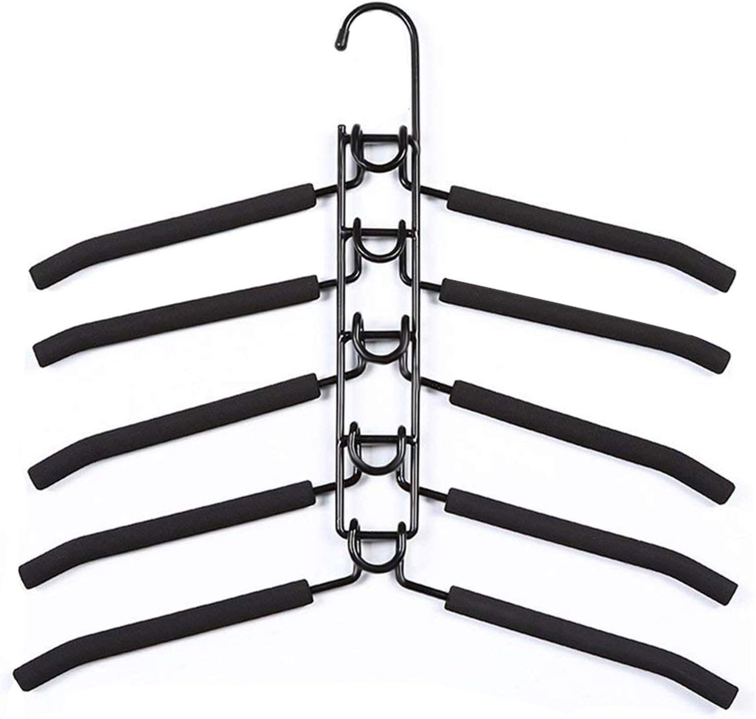 YiSeyruo Clothes Hangers Space Saving: 5 in 1 Multi Layer Eva Sponge Non Slip Heavy Duty Clothes Hangers Closet Organizers and Storage for Suit Coat Skirt T-Shirt Pants