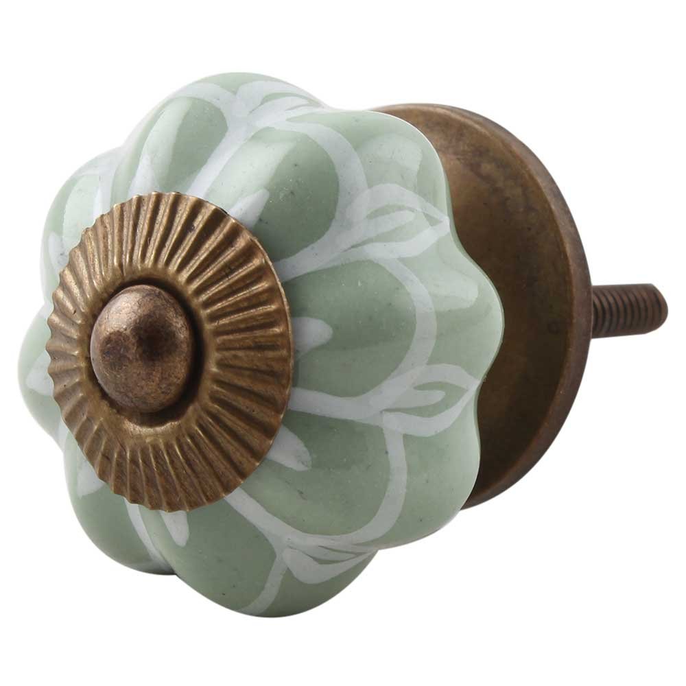 Indian-Shelf 4 Pieces Green Antique Wardrobe Knob Ceramic Flower Dresser Drawer Knobs-picture-16