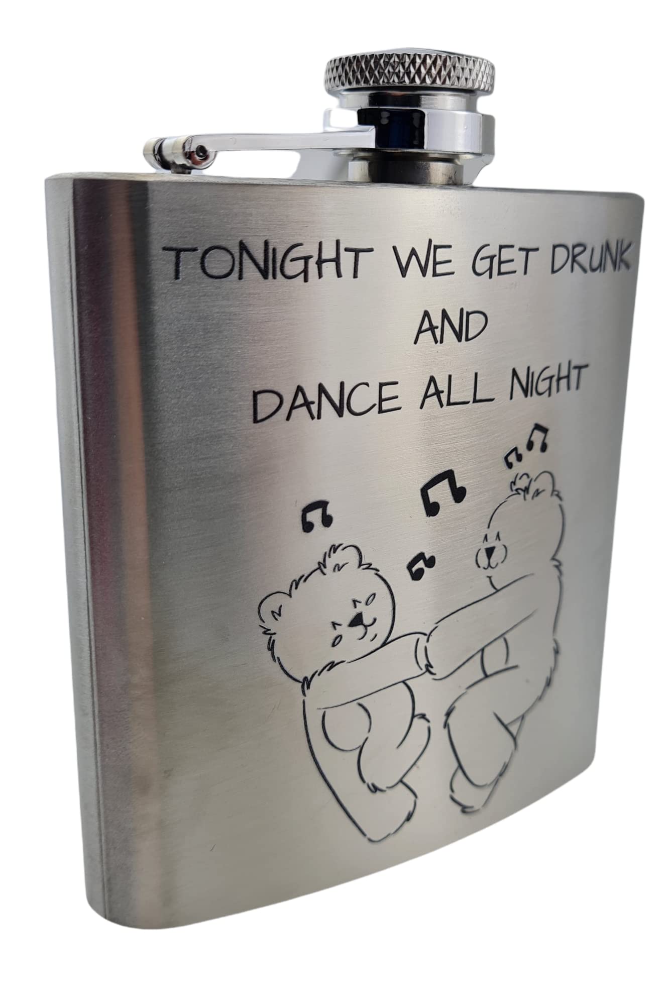 Tonight We Get Drunk Dancing Bears 6oz Hip Flask (uv214-hip-drunkanddance)