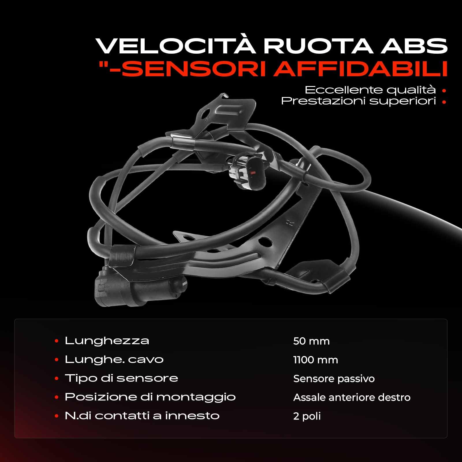 JP GROUP Sensore ABS velocità ruota anteriore destra per MITSUBISHI L 200 / Triton Pickup (KAT, KBT) 3997104280