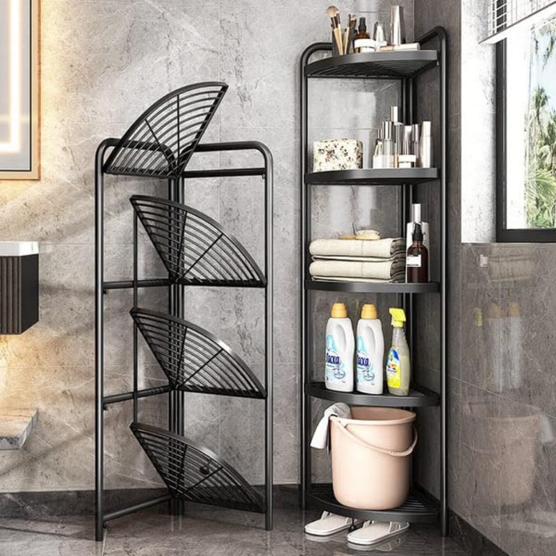 Image of Homero Multipurpose Corner Shelf Rack | 5 Tier Standing Shelf Unit for Home Storage | Space Saving Corner Organizer for Kitchen, Bathroom, Living Room & Utility Areas