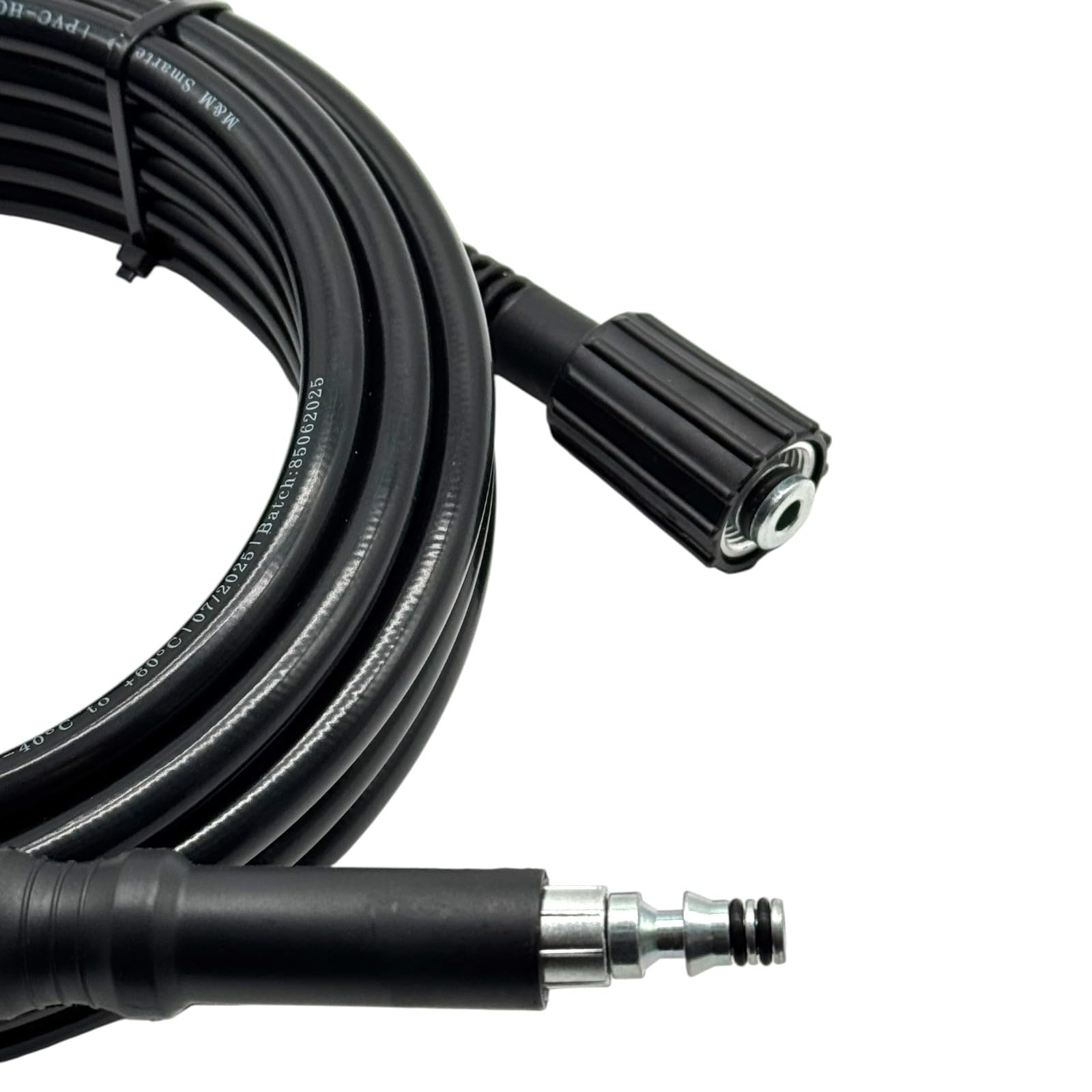 M&M Smartek Tuyau de nettoyeur haute pression M22 x 1,5 mm avec mamelon de 15 mm, 160 bar – Raccord manuel facile, protection anti-torsion, pour Parkside et plus (3 m)