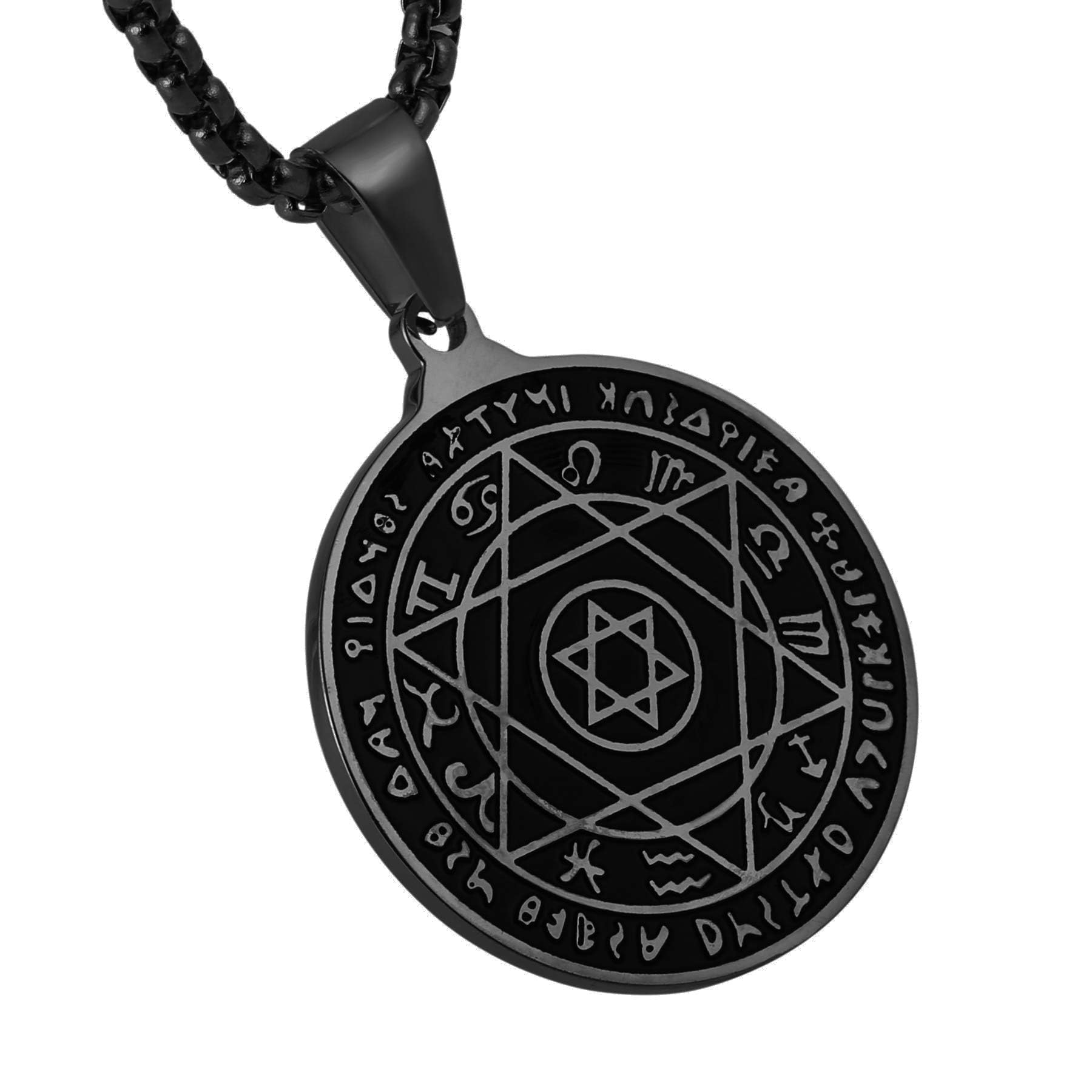 HZMAN Talisman Seal of Solomon Six Pointed Star 12 Constellation Pendant Stainless Steel Necklaces Jewelry Gift