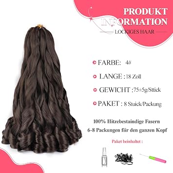 French Curly Braiding Hair 18 Inch Pre Stretched Braiding Hair Extensions Crochet hair extensions fluffy loose curls tangle-free synthetic braids lightweight braiding hair extensions