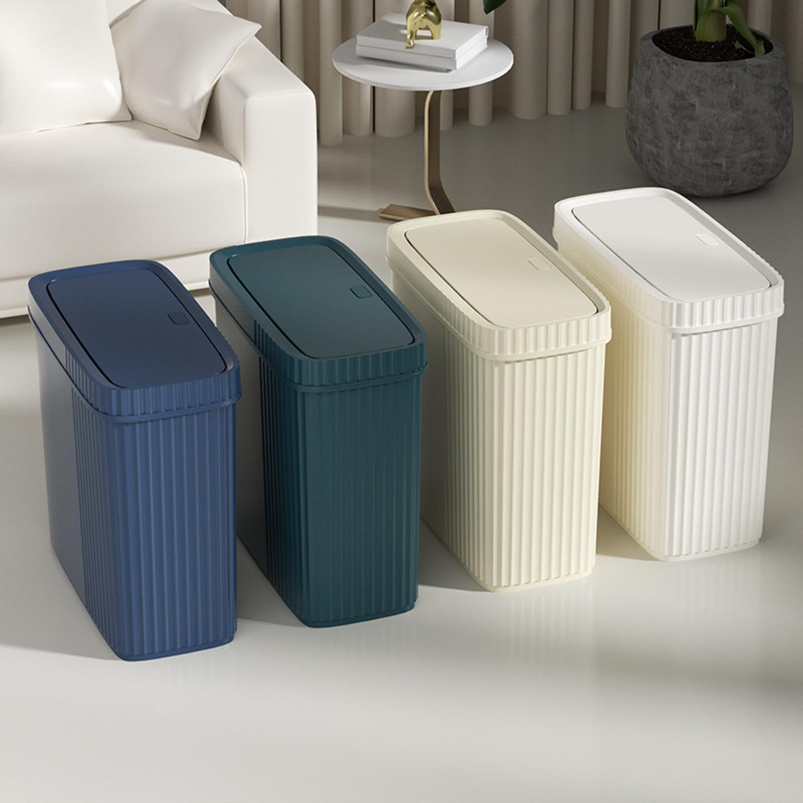 CALANDIS® Slim Narrow Bathroom Trash Can Rectangular for Toilet Multipurpose Waste Bin Blue | Trash Cans & Wastebaskets | Household Supplies & Cleaning 1
