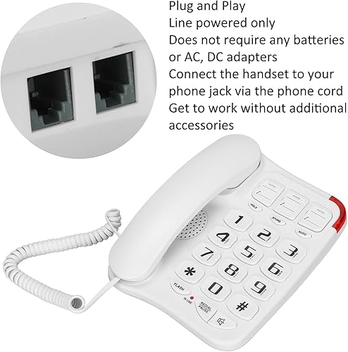 Miniatura 7 de Teléfono con cable grande, teléfono para personas mayores con contestador, bloqueo de llamadas, teléfono fijo Big Buttos ideal para la oficina en