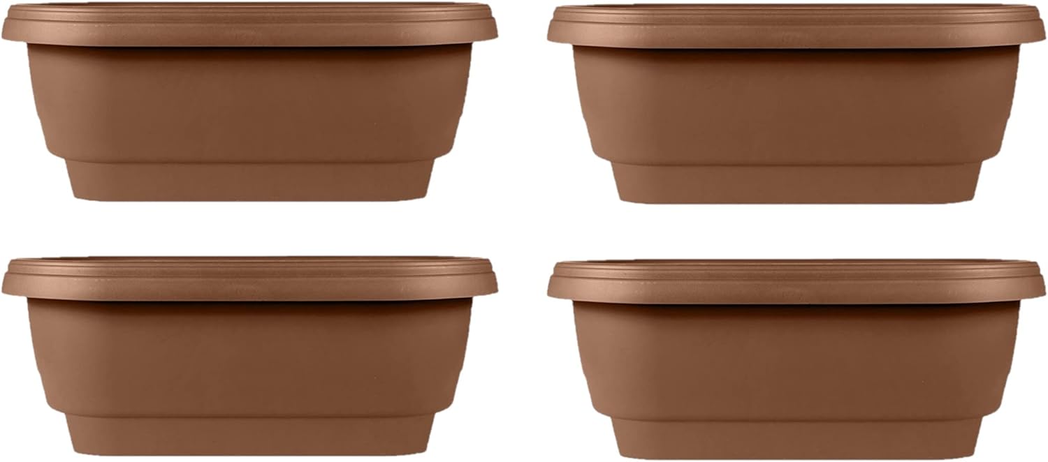 Bloem Deck Balcony Rail Planter, 24, Chocolate (Pack of 4)