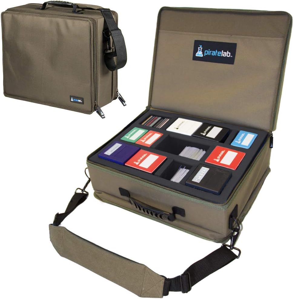 Pirate Lab MTG Card Storage Case, Holds 8 Deck Boxes (700+ Cards) - Shoulder Strap, Foam Tray and Dividers - TCG, Yu-Gi-Oh!, Pokemon, Portable Card Game Carrier (Small, Black Logo) : Toys & Games