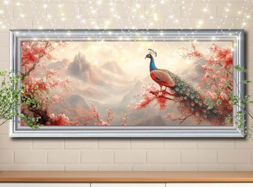 Malarstwo diamentowe 5D "zrób to sam" dla dzieci, mały paw, krajobraz, obraz diamentowy 80 x 160 cm, tworzenie mozaiki według liczb, zestaw do malowania krzyżykowego, dla dorosłych, do dekoracji domu