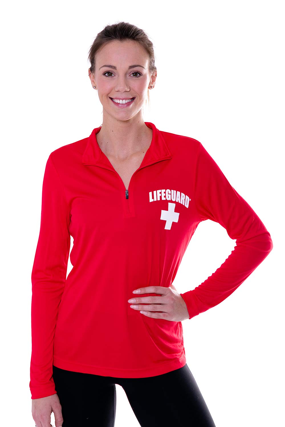 LIFEGUARD Officially Licensed Womens 1/4 Quarter Zip Active Performance Long Sleeve Shirt…