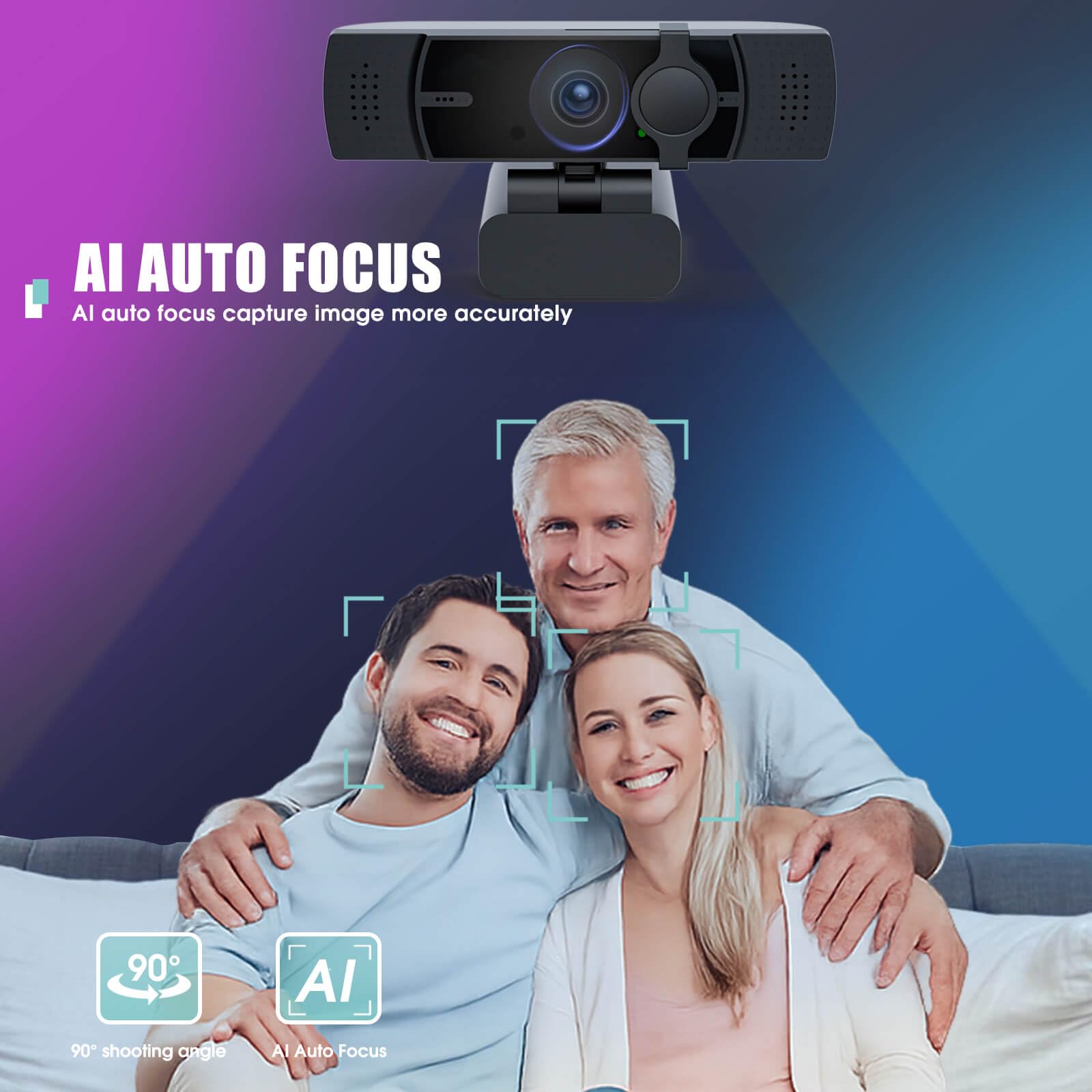 Cámara web 4K para PC y laptop, ultra HD 4K, enfoque automático IA, compatible con DZoom y ePTZ, micrófonos integrados con cancelación de ruido y cubierta de privacidad deslizante para