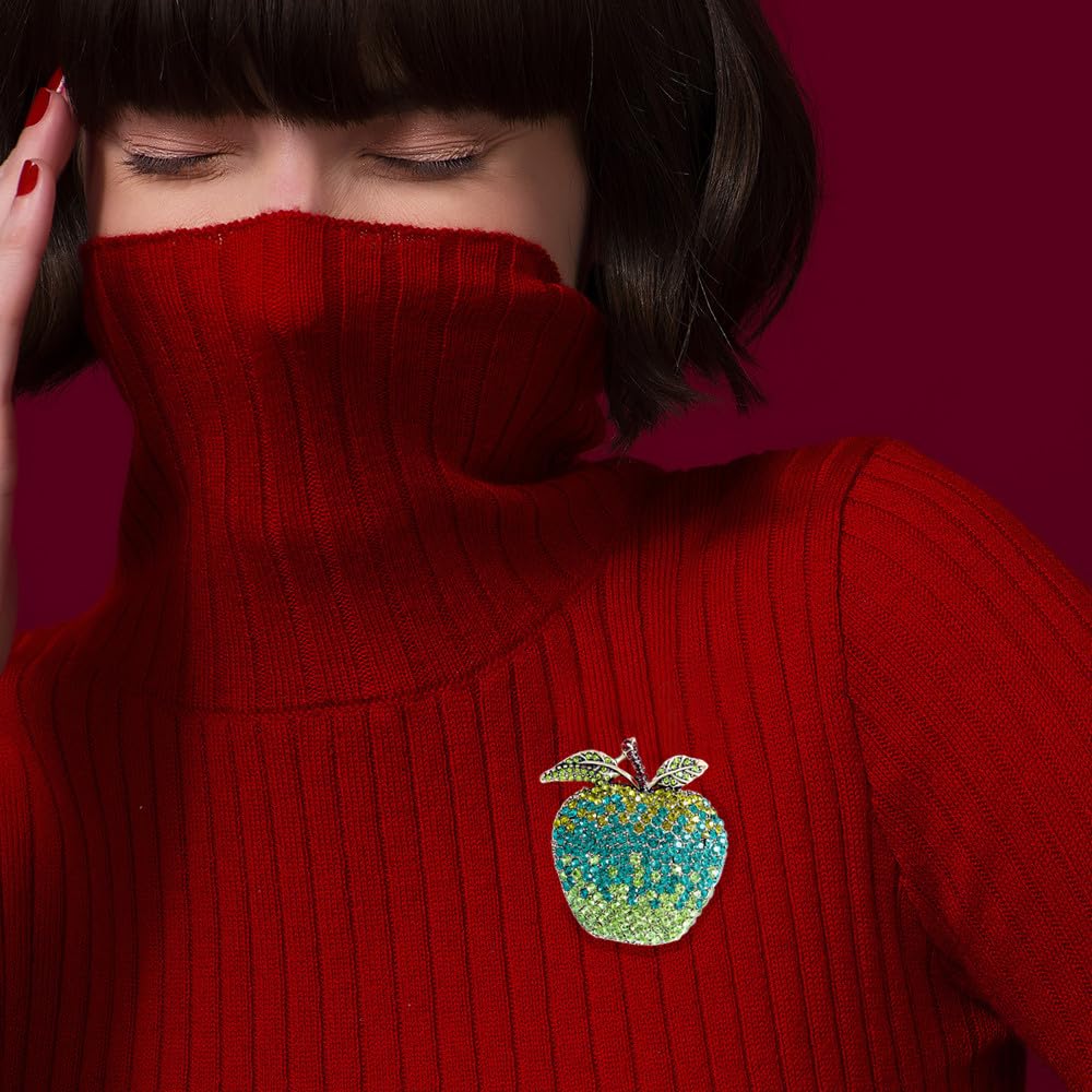 Amazon.com: Rhinestone Apple Brooch Pin for Women Girls