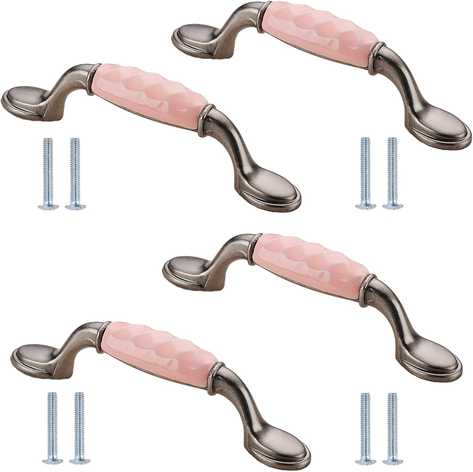 Cabinet Knobs 4pcs Pink Shell Ceramic Handle Drawer Knobs Wardrobe Cabinet Door Knobs A-96mm