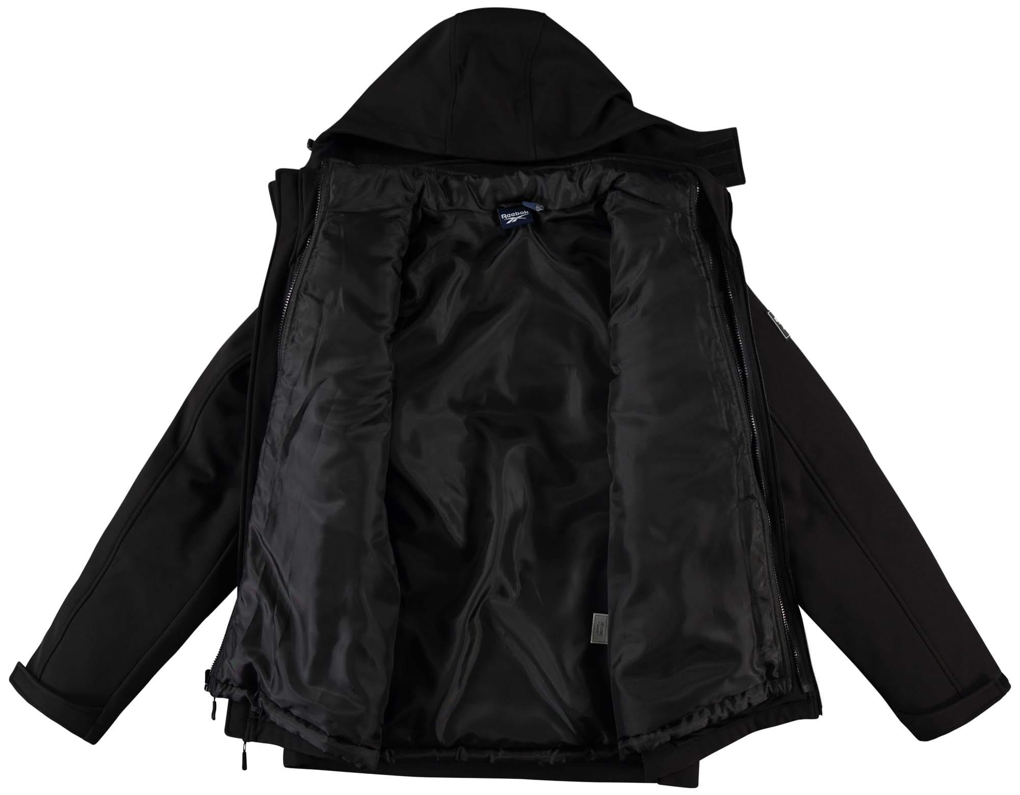 Reebok Giacca invernale da uomo in softshell, sistema 2 in 1, con cappuccio, giacca a vento in softshell, piumino rimovibile per uomo