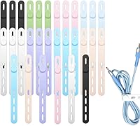 Vista 10 de Correas de silicona para cables, correa elástica para cargar auriculares, cargador de teléfono, cables de computadora, organizadores de cables