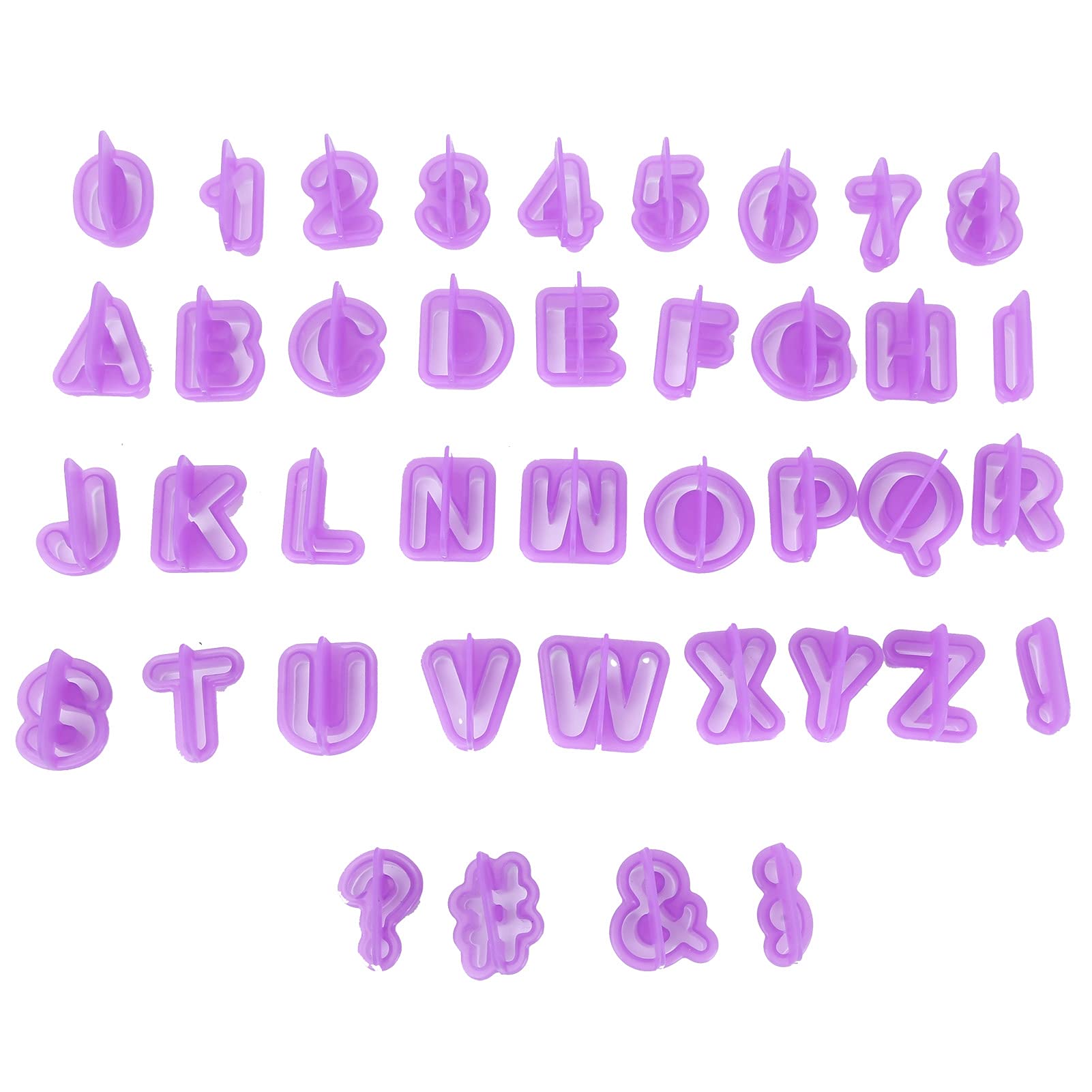 Silicone Biscuits Mold Alphabet Number Cookies Cutter Baking Accessory for DIY Baking Purple 40Pcs