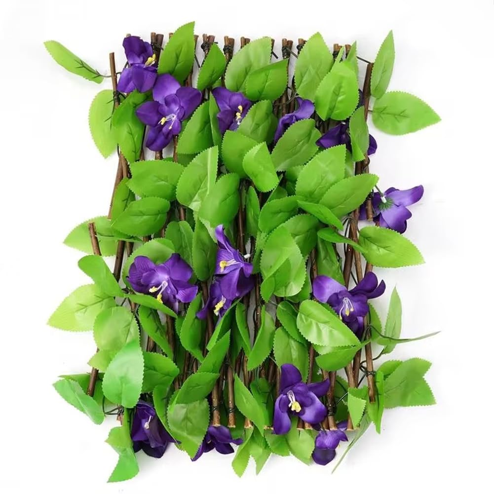 Vjsujehgy 40cm Simulation Fence Garden Decorative Plants Artificial Flower Retractable Garden Privacy Fence Decorative Fence