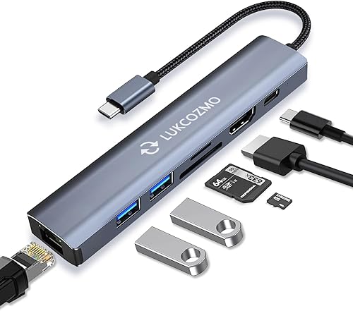 Miniatura 7 de Hub USB C Hub Divisor USB USB 7 en 1 Extensor USB con 4 puertos USB, 1 puerto USBC Lector de tarjetas TFSD Salida de audio compatible con MacBookPad