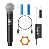 Rechargeable Wireless Microphones, 150FT Cordless Handheld Dynamic Karaoke Wireless Mics,1/4'' Output for Karaoke, Meeting, Wedding,Singing, Church