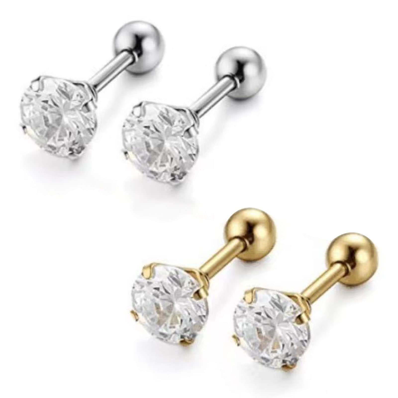 Titanium Earrings Studs, Hypoallergenic Stud Earrings for Women Girls Men 5mm