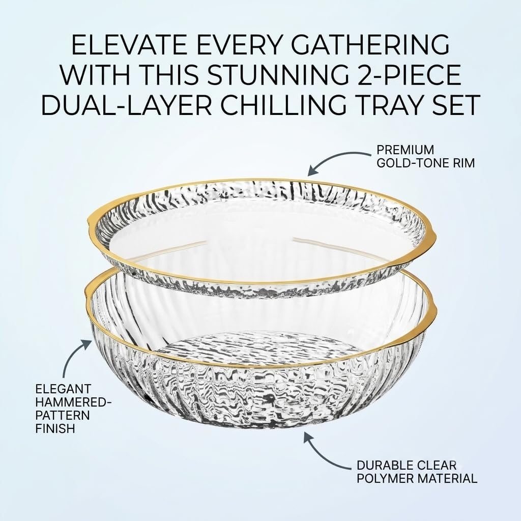 2Set New Chilled Serving Trays For Party, Keep Food Cool | More Refined And Attractive, Keep Cold Serving Tray for Fruit Seafood Vegetable Shrimp Cocktail